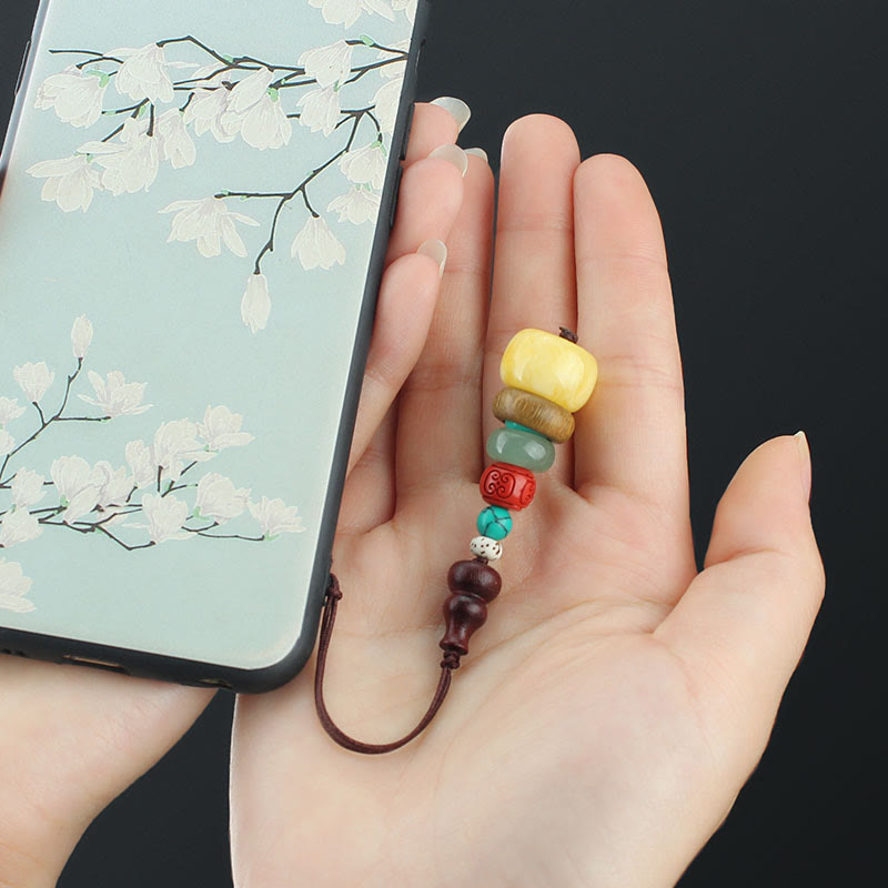 Calabaza de madera de ébano y sándalo verde, pagoda de siete capas, decoración positiva para colgar en el teléfono