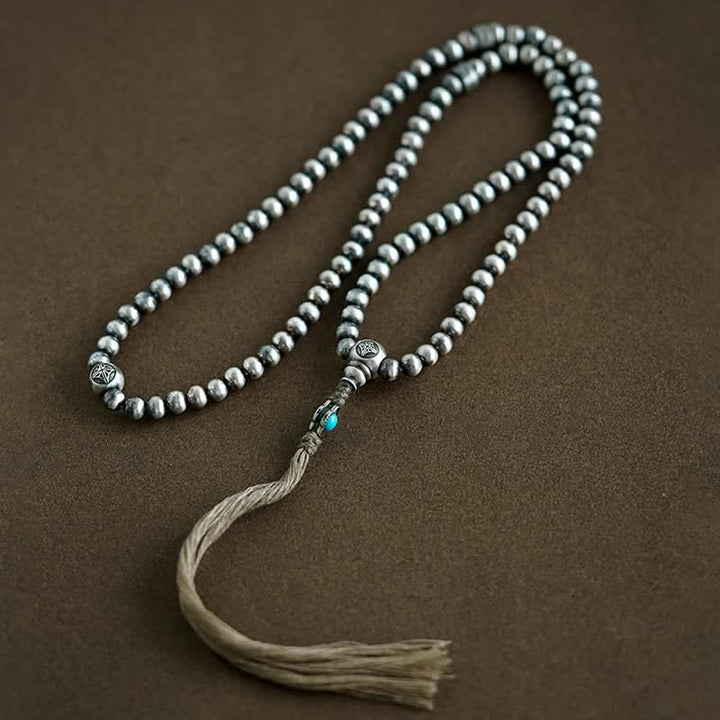 108 cuentas Mala de plata de ley 925, ágata roja, turquesa, pulsera con dijes de confianza