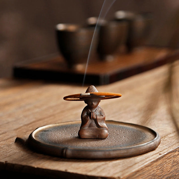 Quemador de incienso de curación espiritual de cerámica para meditación de personas pequeñas