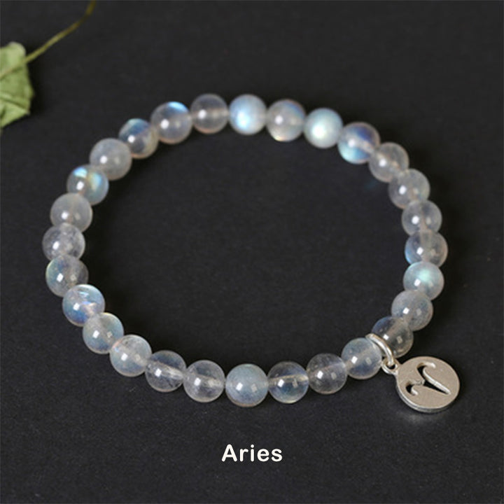 Pulsera con Encanto 12 Constelaciones del Zodíaco Piedra Lunar