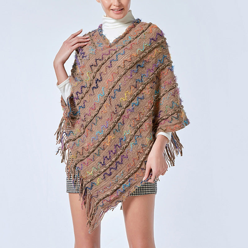 Buddha Stones tibetano colorido chal a rayas borlas jersey invierno acogedor viaje bufanda abrigo