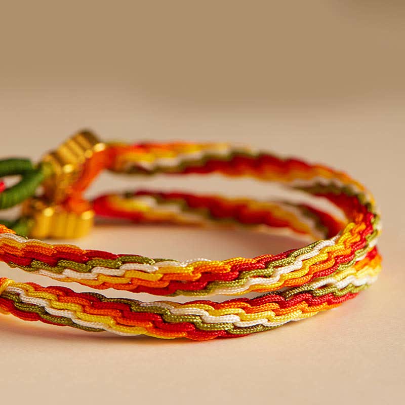 Pulsera de cuerda trenzada con nudo de reencarnación, ágata roja caqui, Buddha Stones