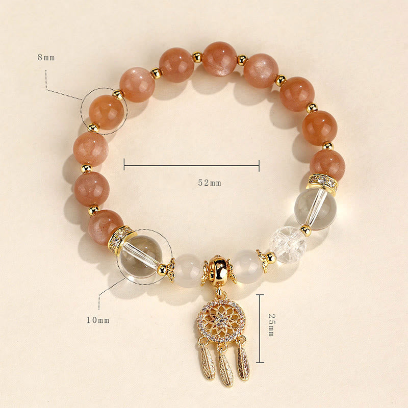 Pulsera curativa de atrapasueños de cristal de amatista, cuarzo, fresa verde, Buddha Stones