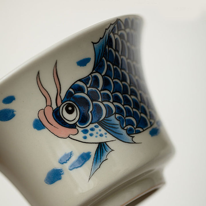 Buddha Stones Koi Arowana cerámica Gaiwan Sancai taza de té Kung Fu con tapa 130ml