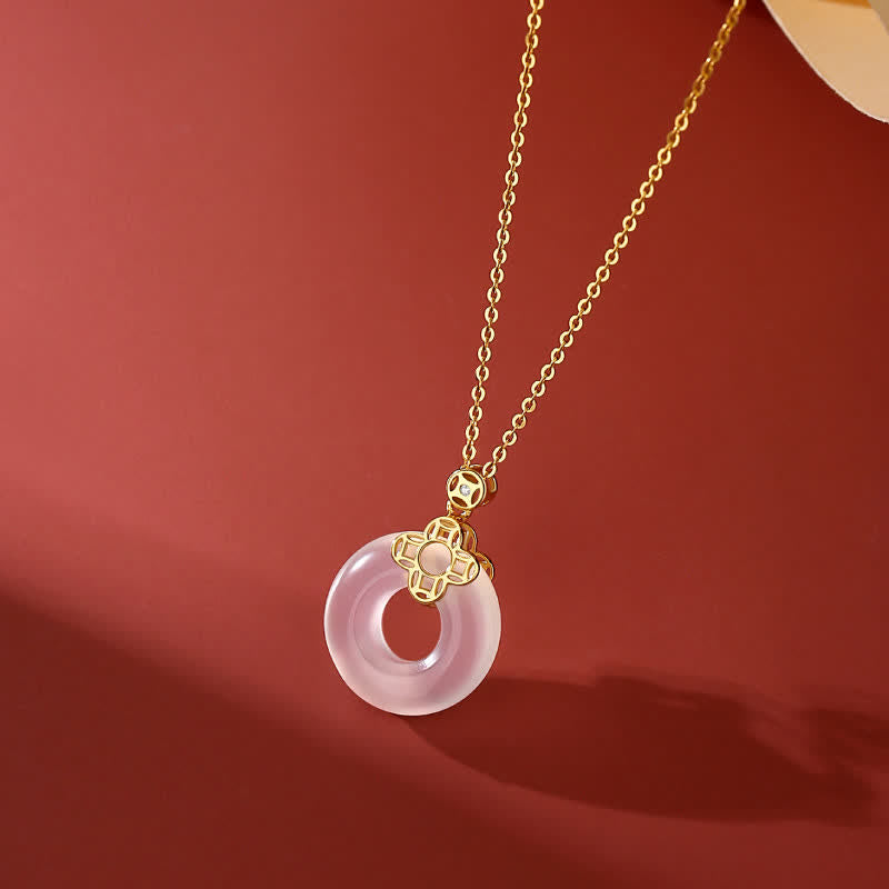 Colgante positivo del collar de la hebilla de la paz de la moneda de la calcedonia de la plata esterlina 925