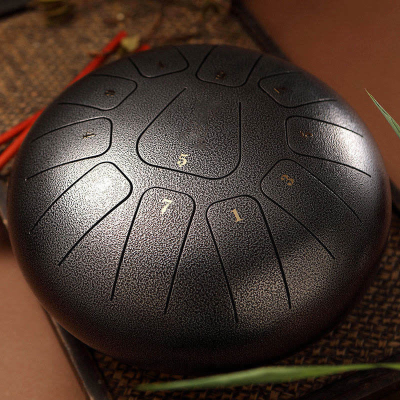 Buddha Stones Tambor de lengua de acero, sonido curativo, meditación, atención plena, kit de tambor de yoga, 11 notas, 8 pulgadas - Gris oscuro - image 13