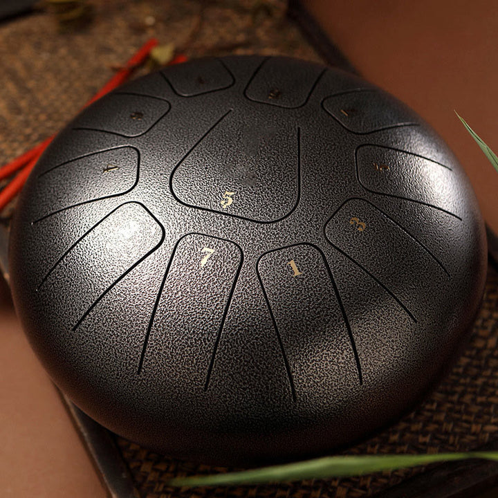 Buddha Stones Tambor de lengua de acero, sonido curativo, meditación, atención plena, kit de tambor de yoga, 11 notas, 8 pulgadas - Gris oscuro - image 13