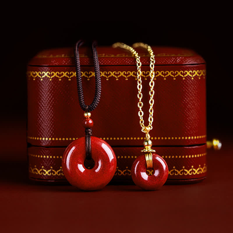 Colgante de collar con Buddha Stones , cinabrio, hebilla de la paz, bendición tranquila
