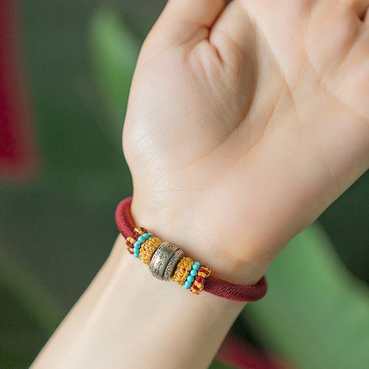Pulsera trenzada de protección de la suerte con nudo King Kong, amuleto tibetano hecho a mano con Buddha Stones