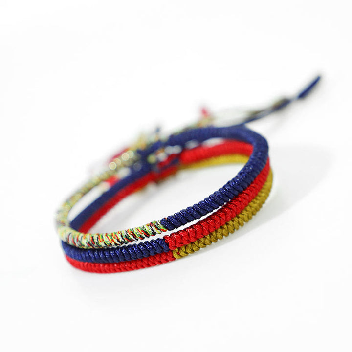 Pulsera de hilo de dos colores trenzada con protección de la fe, nudo King Kong multicolor hecho a mano con Buddha Stones del Tíbet