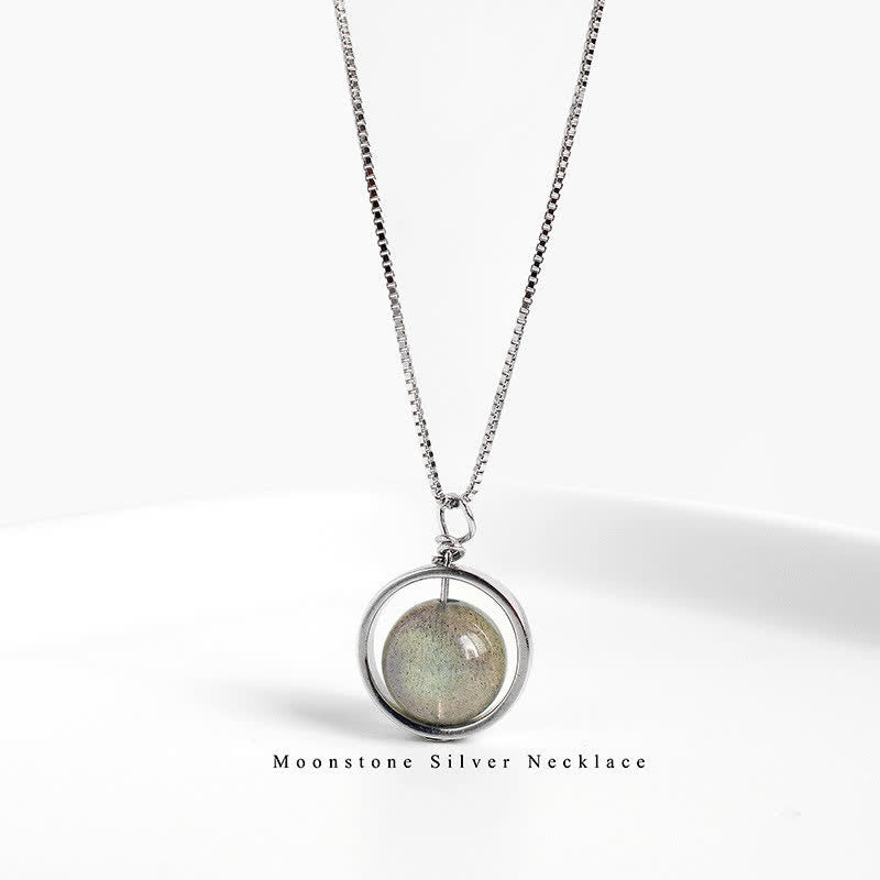 Collar con colgante giratorio con diseño de planeta del amor, piedra lunar de plata de ley 925 con Buddha Stones - image 9