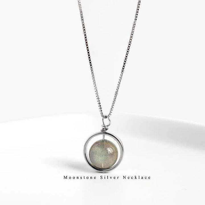 Collar con colgante giratorio con diseño de planeta del amor, piedra lunar de plata de ley 925 con Buddha Stones - image 9