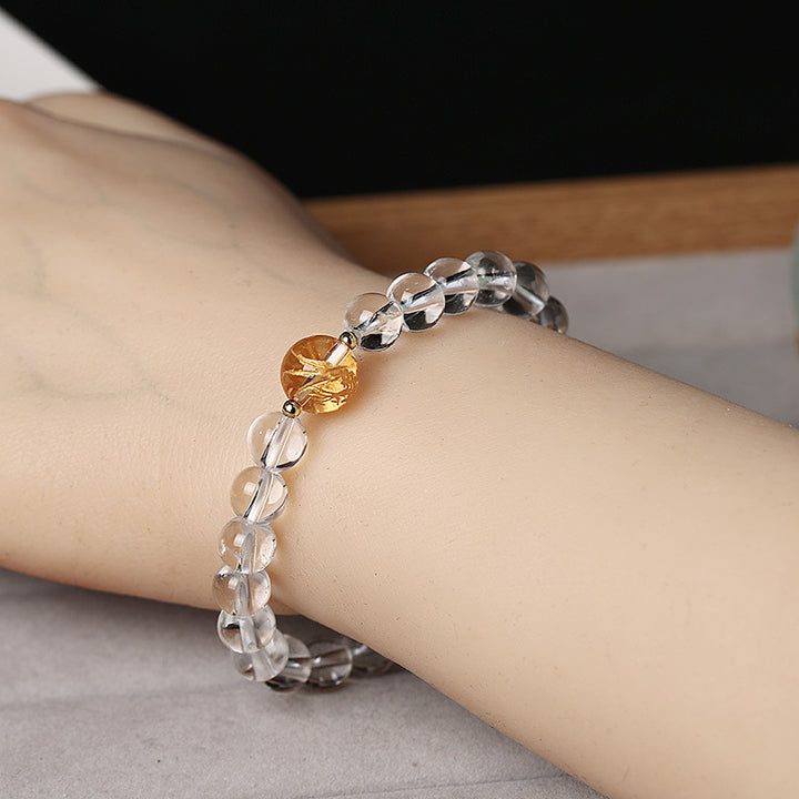 Pulsera de fuerza de dragón de ónix negro de cristal blanco de obsidiana negra natural con Buddha Stones