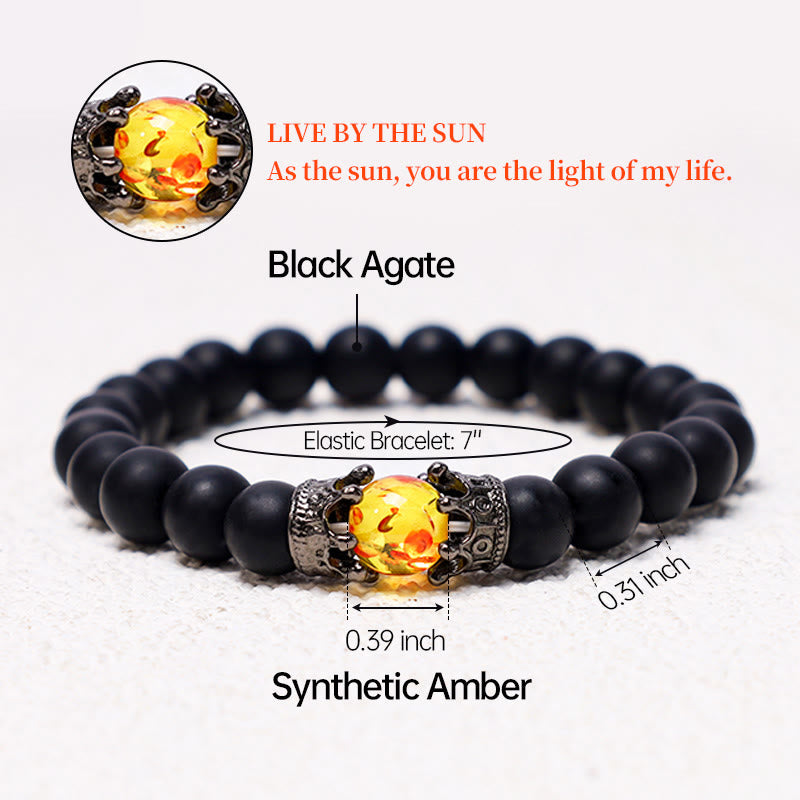 Buddha Stones Piedra Natural Rey y Reina Corona Curativa Cuentas de Energía Pulsera de Pareja