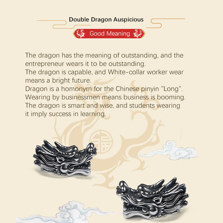 Pulsera trenzada hecha a mano con doble suerte de dragón de plata de ley 999 con Buddha Stones