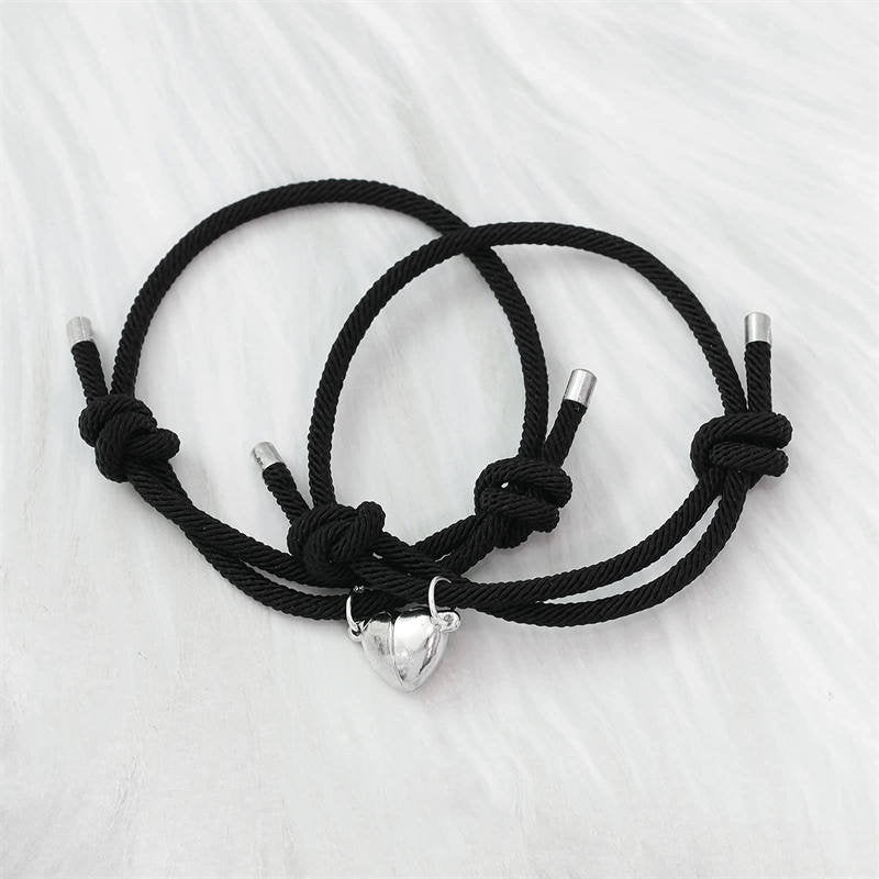 Pulsera de fuerza de cuerda de pareja magnética de amor de 2 piezas