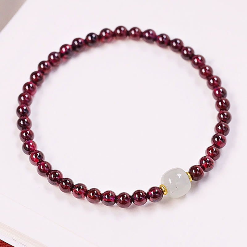 Pulsera de purificación de cuentas de jade granate natural con Buddha Stones