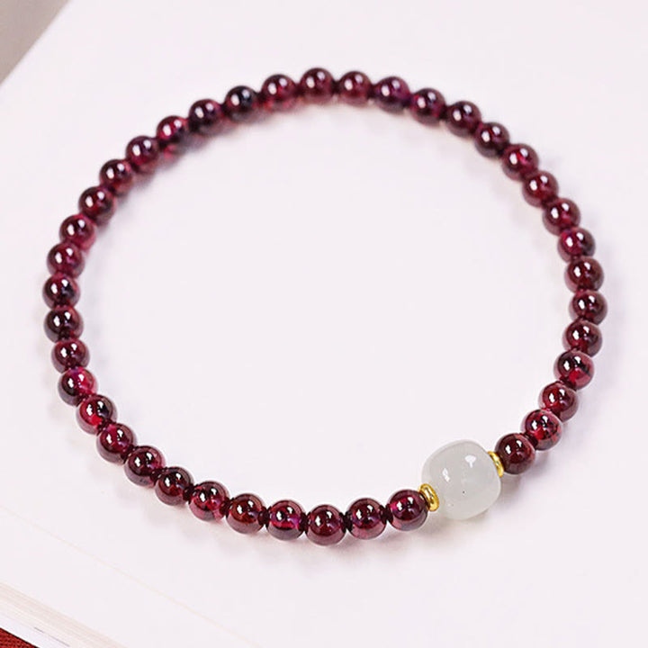Pulsera de purificación de cuentas de jade granate natural con Buddha Stones