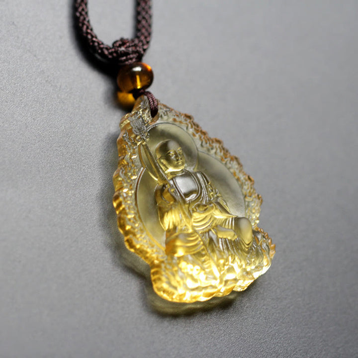 Collar con colgante de amuleto de serenidad de cristal de Buda Liuli de Buddha Stones Ksitigarbha