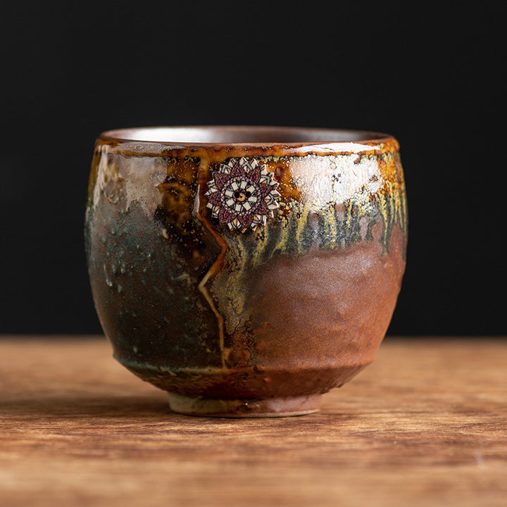 Taza de café de cerámica con cambio de horno de girasol de Buddha Stones , taza de café expreso con leche y té, 250ml