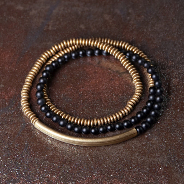 Pulsera tibetana de triple envoltura con protección de cobre y piedra de ágata