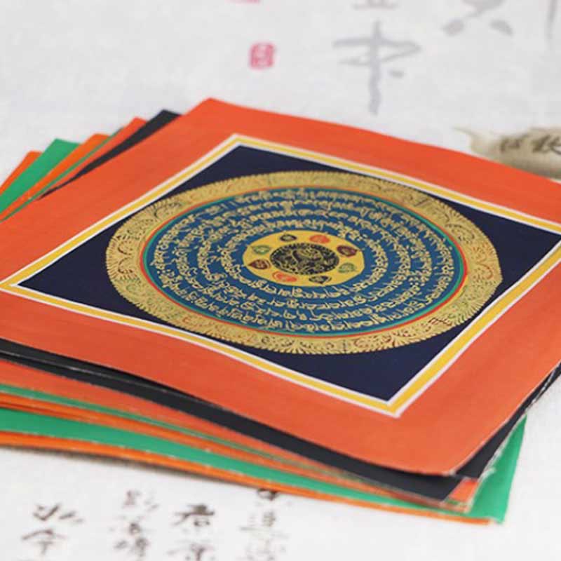 Caja ciega tibetana hecha a mano con pintura Thangka, bendición espiritual, patrón de Color aleatorio