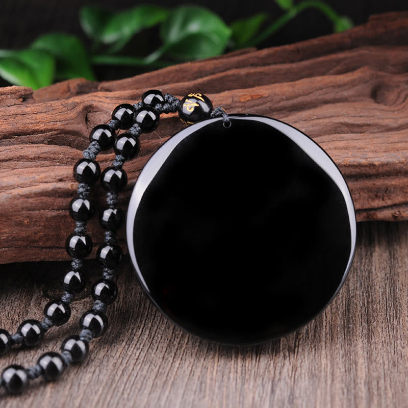 Collar con colgante de obsidiana con diseño de dragón Bagua y Buddha Stones - image 12