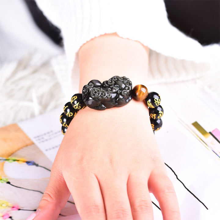 Pulsera de riqueza de obsidiana FengShui PiXiu