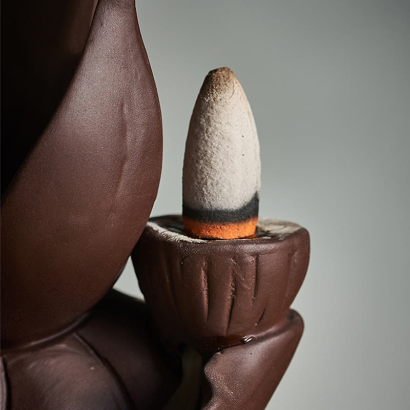 Quemador de incienso de arcilla púrpura, iluminación, Buddha Stones de loto, Avalokitesvara, decoración