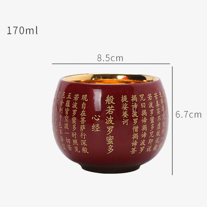 Taza de té de cerámica grabada con Mantra de gran compasión, Sutra del corazón de Buddha Stones, taza de té de Kung Fu