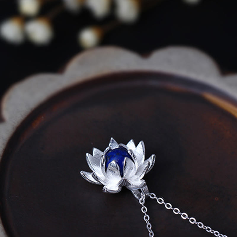 Colgante de plata de ley 925 con Buddha Stones , lazurita, flor de loto, cuidado personal - image 8
