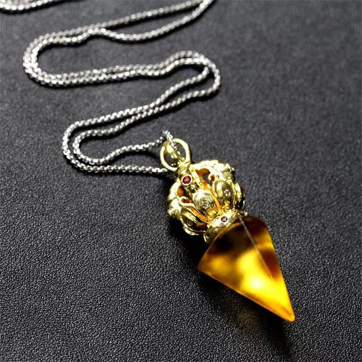 Buddha Stones tibetano Dorje Vajra 4 puntas Lotus Liuli cristal fuerza collar colgante