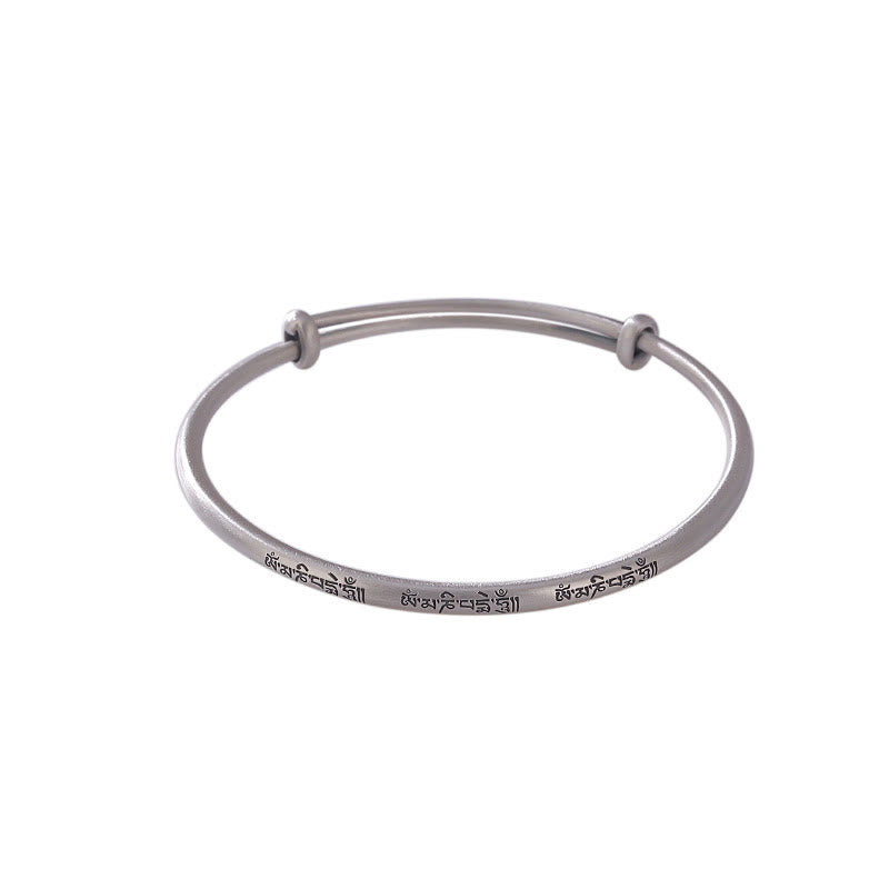 Pulsera de amor Om Mani Padme Hum de plata de ley 999 tibetana con Buddha Stones