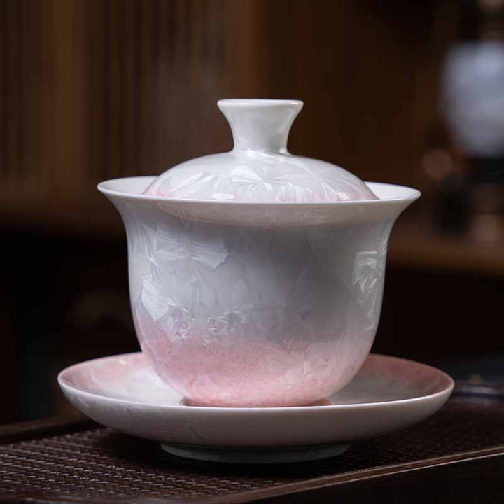 Taza de té de cerámica esmaltada tradicional Gaiwan Sancai con Buddha Stones , taza de té y platillo de Kung Fu con tapa, 180ml