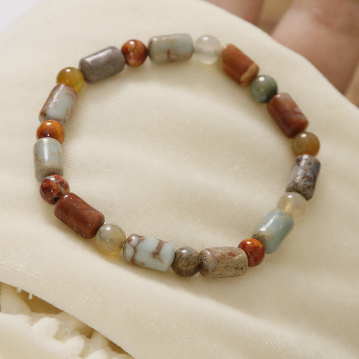 Pulsera de protección de ágata jaspe de sedimento marino de piedra natural de Buddha Stones