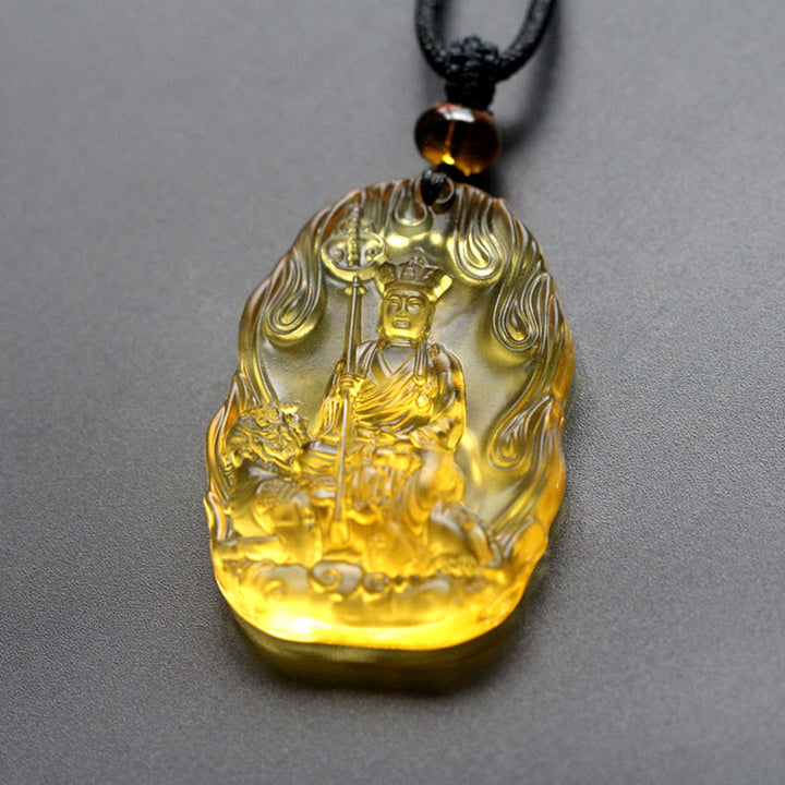 Collar con colgante de amuleto de serenidad de cristal de Buda Liuli de Buddha Stones Ksitigarbha