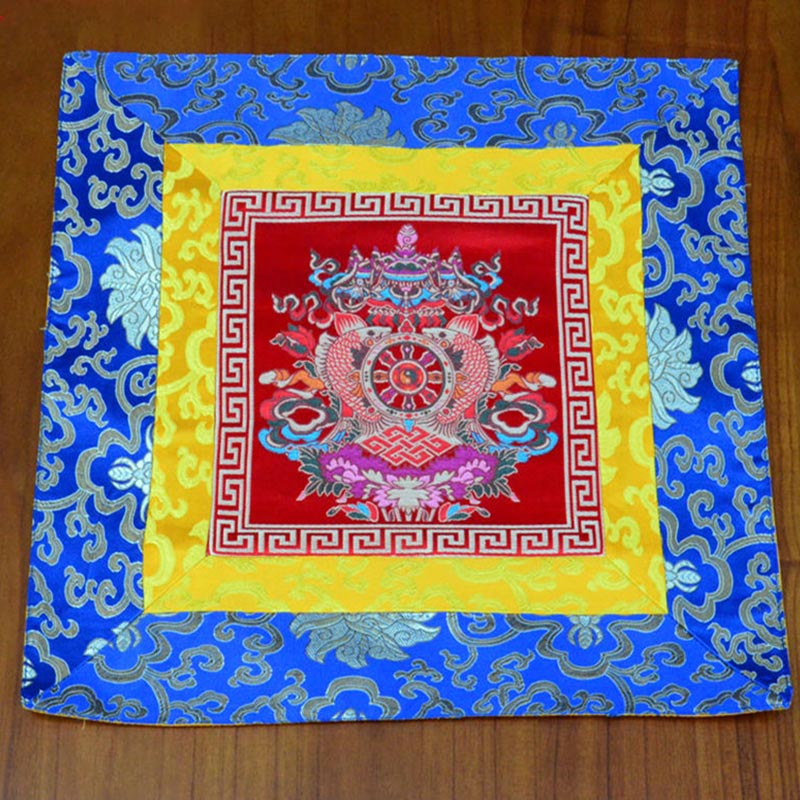 Oración Altar Mat Meditación Fuerza Nudo Sin Fin Vajra Man-Bcu Kalachakra Símbolos Auspiciosos