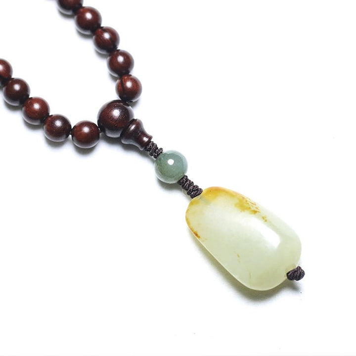 Pulsera de meditación Mala de Jade de sándalo rojo de hoja pequeña tibetana con Buddha Stones