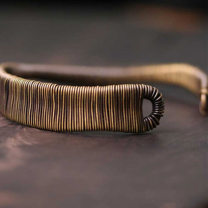 Pulsera ajustable con Buddha Stones, diseño Simple, envuelta en cobre, suerte y riqueza