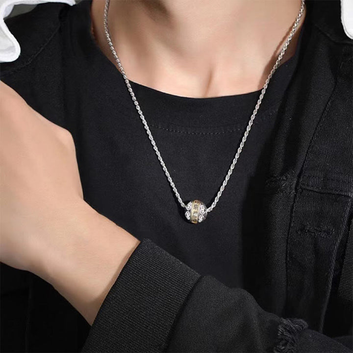 Buddha Stones taoísta Mantra de nueve caracteres grabado amuleto equilibrio collar colgante giratorio