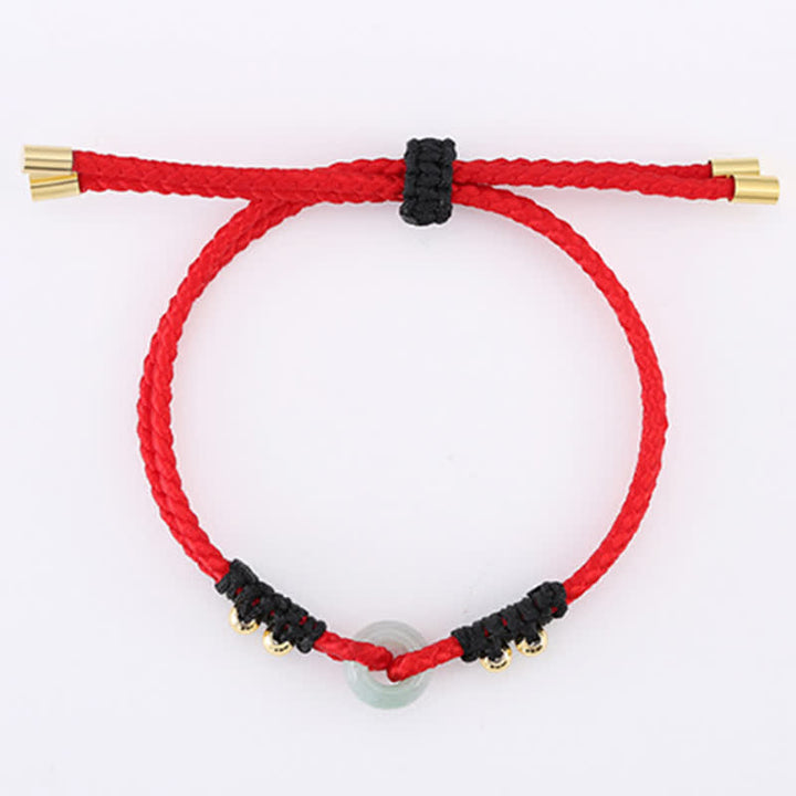 Pulsera de hilo de riqueza de abundancia de jade con hebilla de paz redonda con Buddha Stones