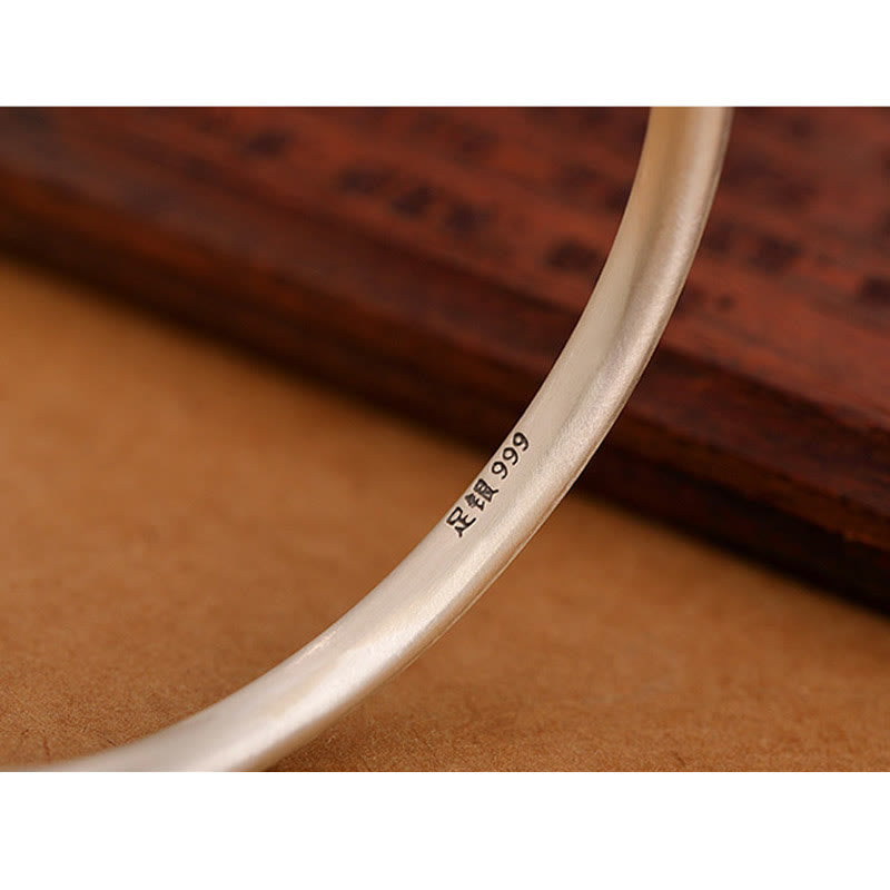 Brazalete de pulsera de la suerte con diseño de nubes propicias de plata de ley 999 vintage con Buddha Stones - image 6