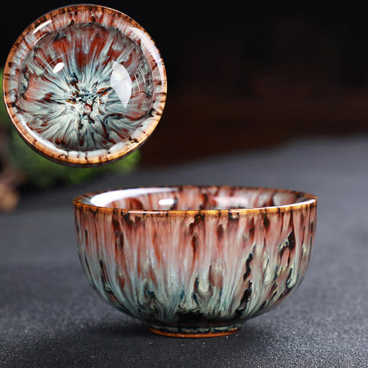 Tazas de té de cerámica coloridas con Buddha Stones para el hogar y la oficina