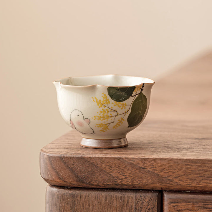 Buddha Stones pintadas a mano, taza de té de cerámica con conejo Osmanthus pequeño, taza de té de Kung Fu, 40ml