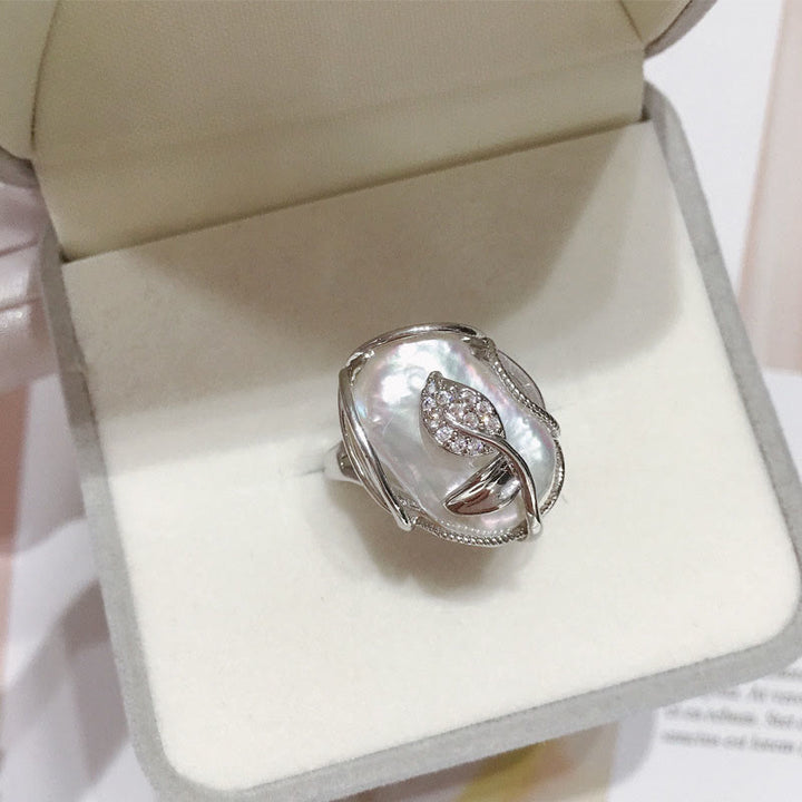 Anillo de riqueza de felicidad de flor de oro chapado en cobre y Buddha Stones