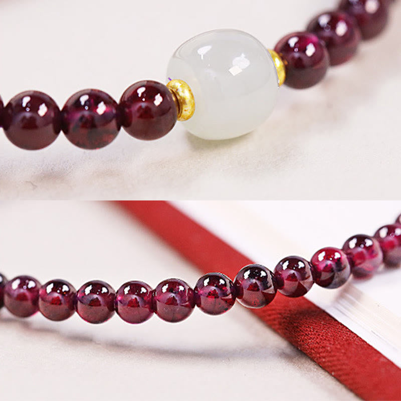 Pulsera de purificación de cuentas de jade granate natural con Buddha Stones