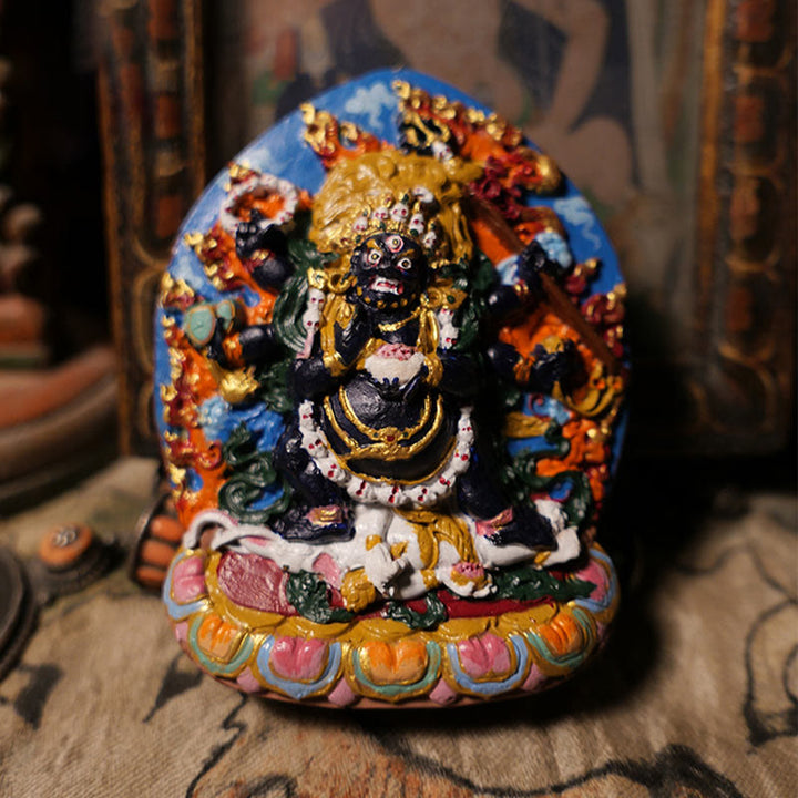 Buddha Stones Mini Daikokuten Dios de la riqueza Buda Tíbet arcilla serenidad decoración del hogar