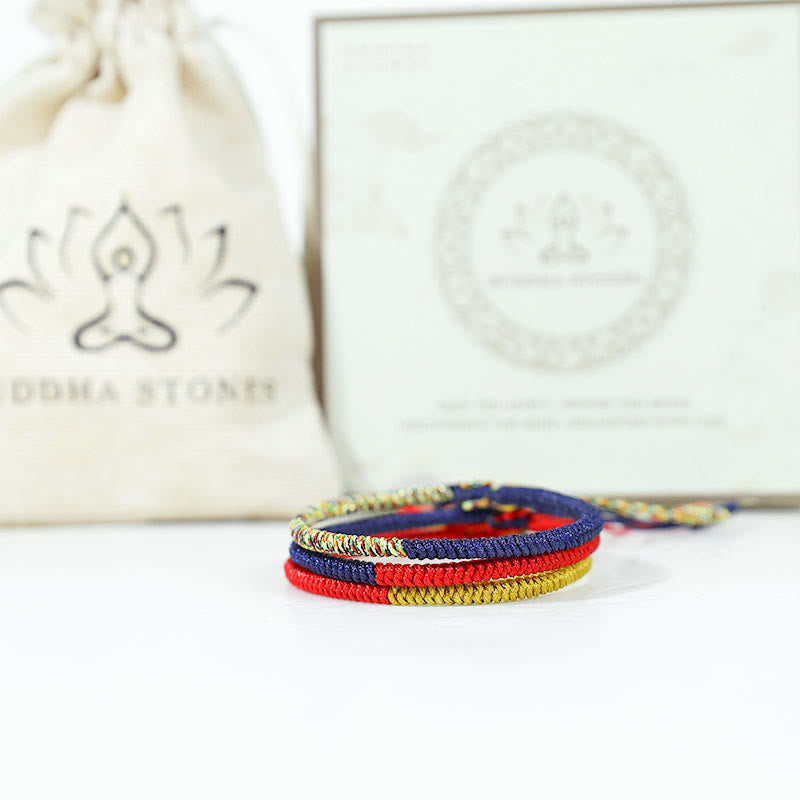 Pulsera de hilo de dos colores trenzada con protección de la fe, nudo King Kong multicolor hecho a mano con Buddha Stones del Tíbet