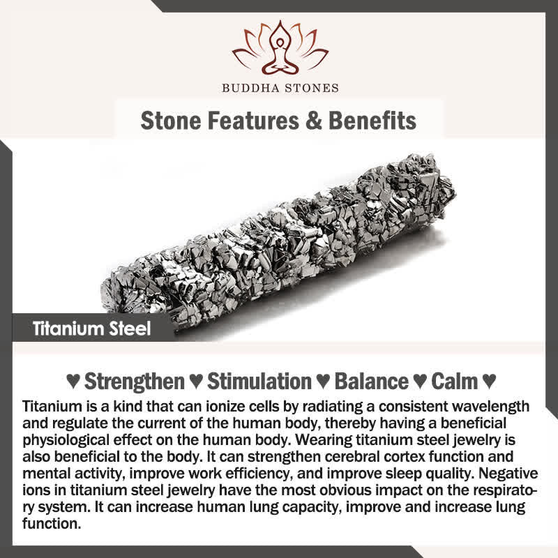 Buddha Stones con hebilla de cuero trenzado de tres capas, acero de titanio y titanio, para calmar la mente.