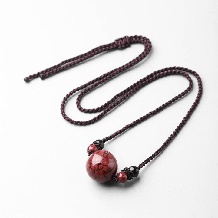 Colgante de collar con cuentas de piedras de cinabrio naturales , Buddha Stones